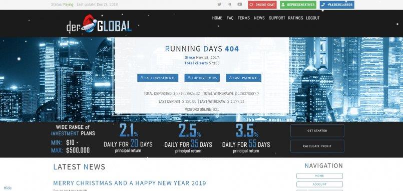 DerGlobal.biz — Счастливого Рождества и счастливого нового 2019 года.
