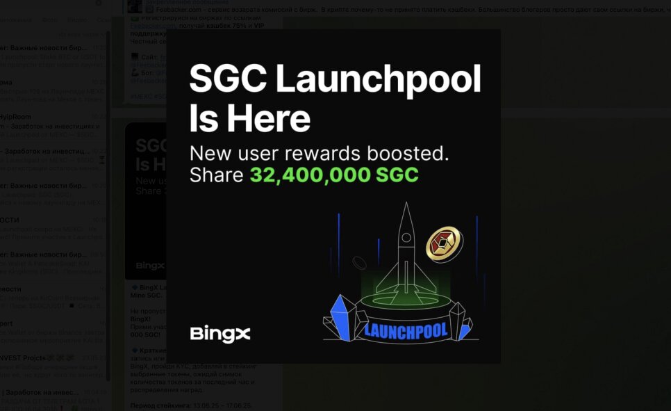Launchpool SG Coin (SGC) на BingX: стейкинг USDT и BTC